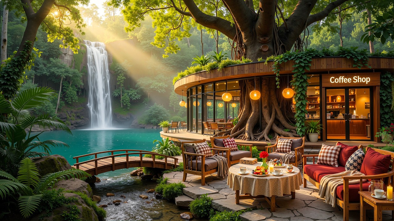 Peaceful Forest Outdoor Coffee Jazz 🌿 Relaxing Jazz Music & Nature Sounds for Focus & Calm