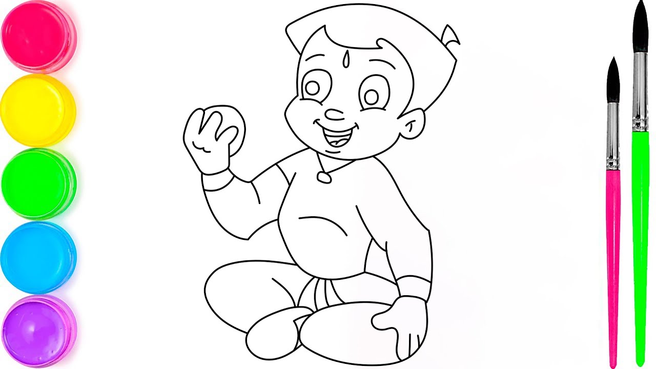 Chhota Bheem Coloring Page for Kids | Fun Cartoon Drawing and Coloring Video for Children