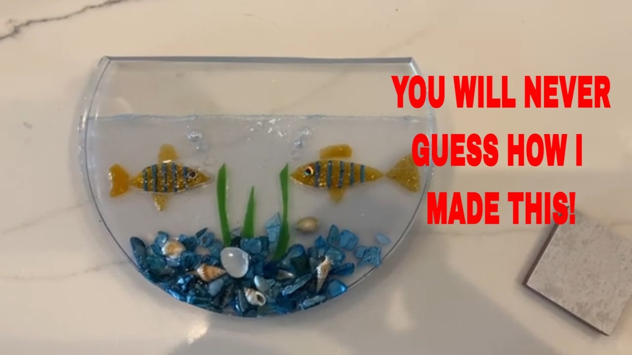 # 193 FAUX FUSED GLASS WITH EPOXY RESIN, TUMBLED GLASS,STAINED GLASS FISH BOWL
