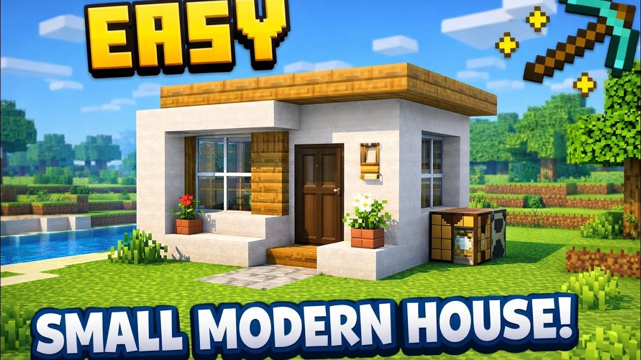 Minecraft: Small modern house tutorial (Easy build)