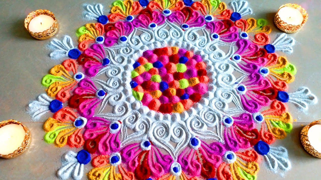 Diwali Rangoli easy and quick rangoli for beginners | Rangoli by Maya!