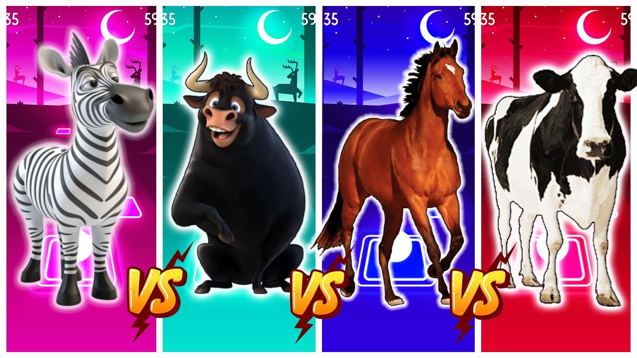 Tiles Hop - Funny Zebra 🆚 Funny Ferdinand 🆚 Funny Horse 🆚 Funny Cow 🎯 in Tiles Hop EDM Rush🎶
