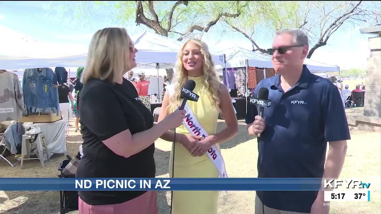 Jody Kerzman and Kevin Lawrence talk with Miss North Dakota the ND Picnic in AZ
