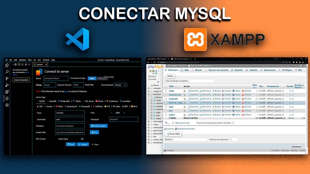 Como conectar MySQL XAMPP con Visual Studio Code