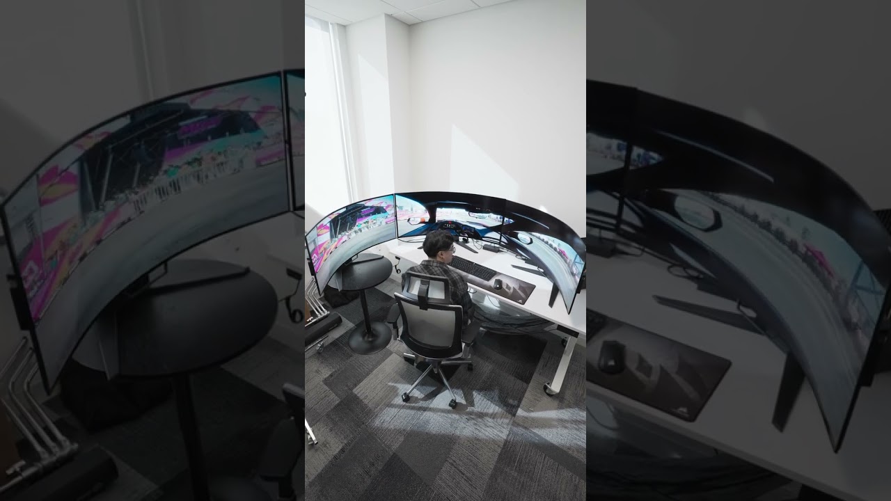 The triple Xeneon Flex setup is just ridiculous #corsair #pcgaming #shorts
