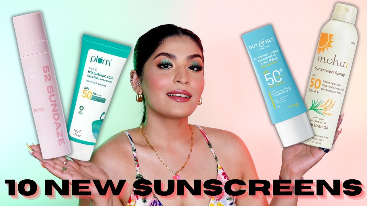 Trying 10 New Made In India Sunscreens | Real Time Application & Blending | Shreya Jain