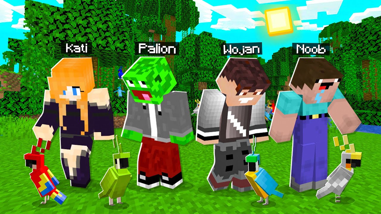 SZUKAMY PAPUGI w DŻUNGLI z PALION, NOOB, KATI w Minecraft!