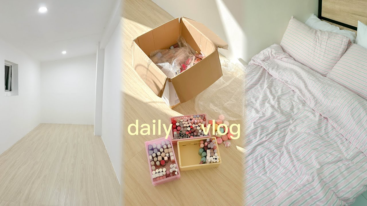 moving in vlog 🏠🛻 building a beauty room, organizing makeup, thoughts & possible caffeine addiction