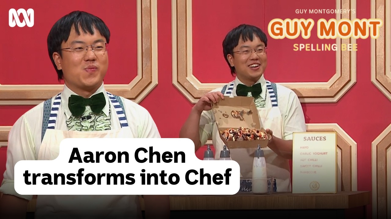 Cooking meets comedy in hilarious spelling game | Guy Montgomery's Guy Mont Spelling Bee | ABC iview