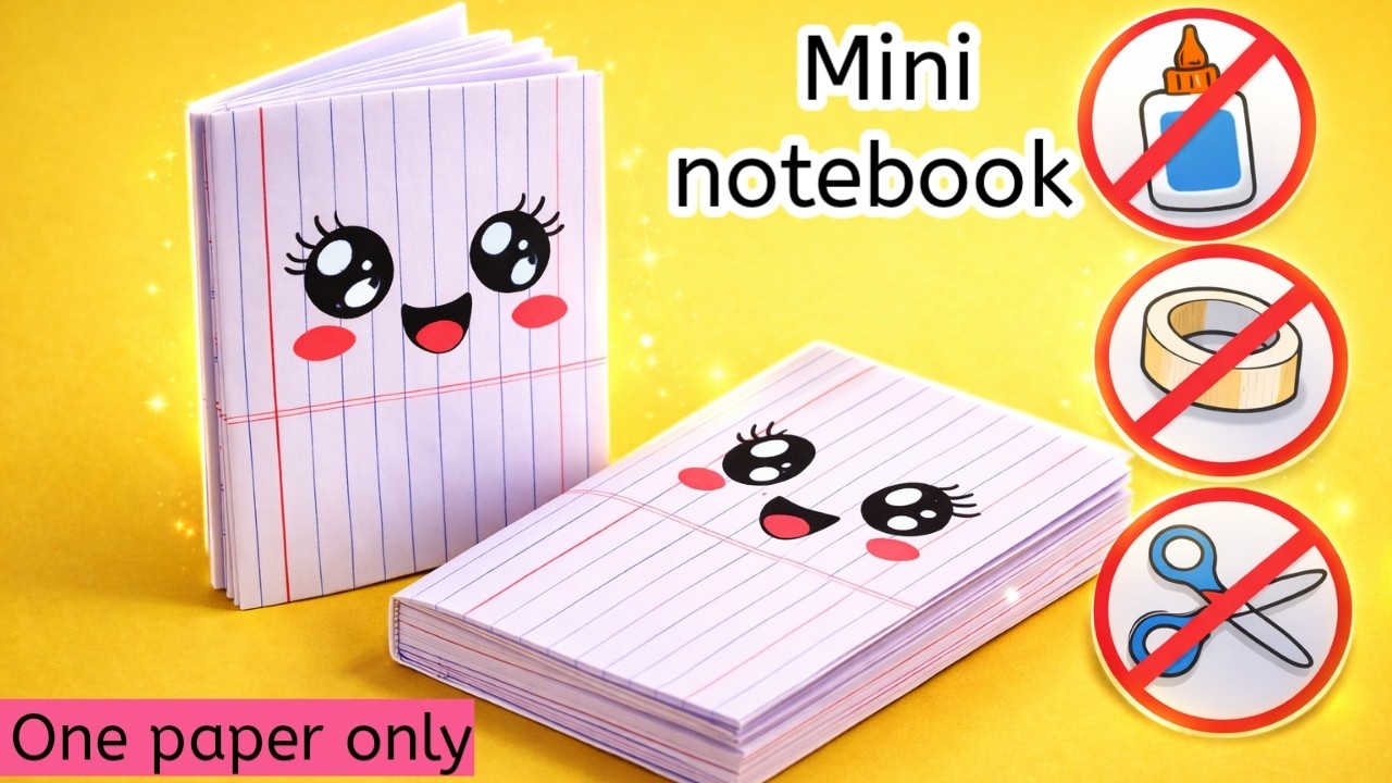 DIY mini notebook|cute notebook|How to make mini notebook with paper|No glue mini notebook