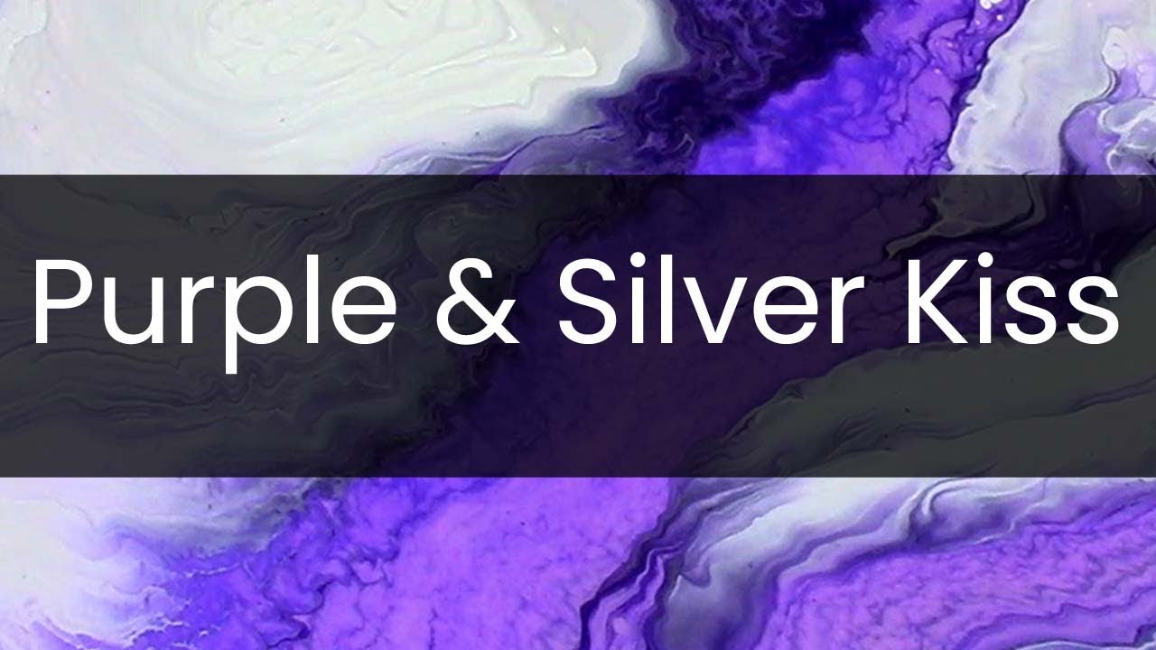 Stunning Purple And Silver Pour Painting - Acrylic Kiss Pour Fluid Art
