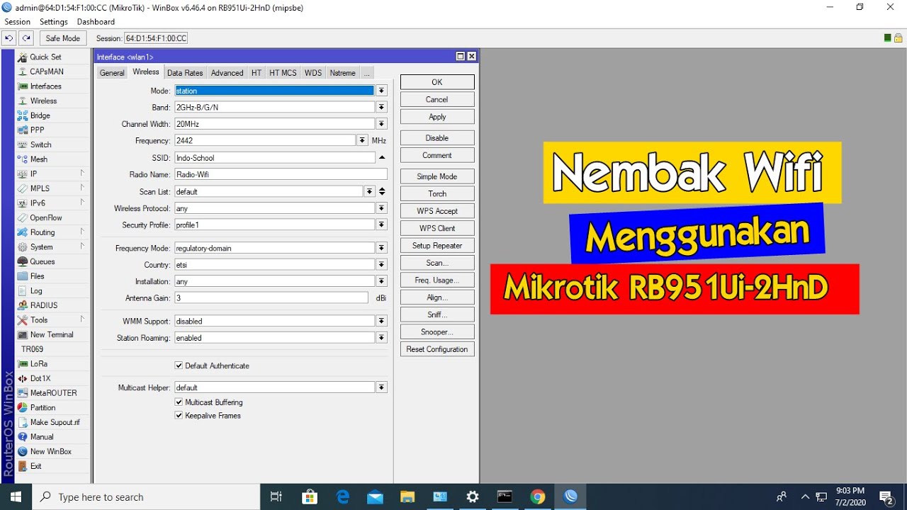 NEMBAK WIFI TETANGGA MENGGUNAKAN MIKROTIK RB951Ui-2HnD