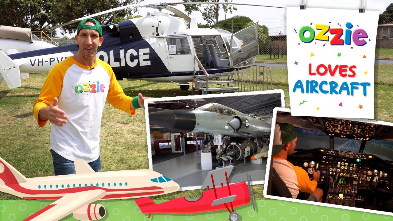 Learn About Planes & Helicopters With Ozzie | Educational Kids Video | Airplane Museum