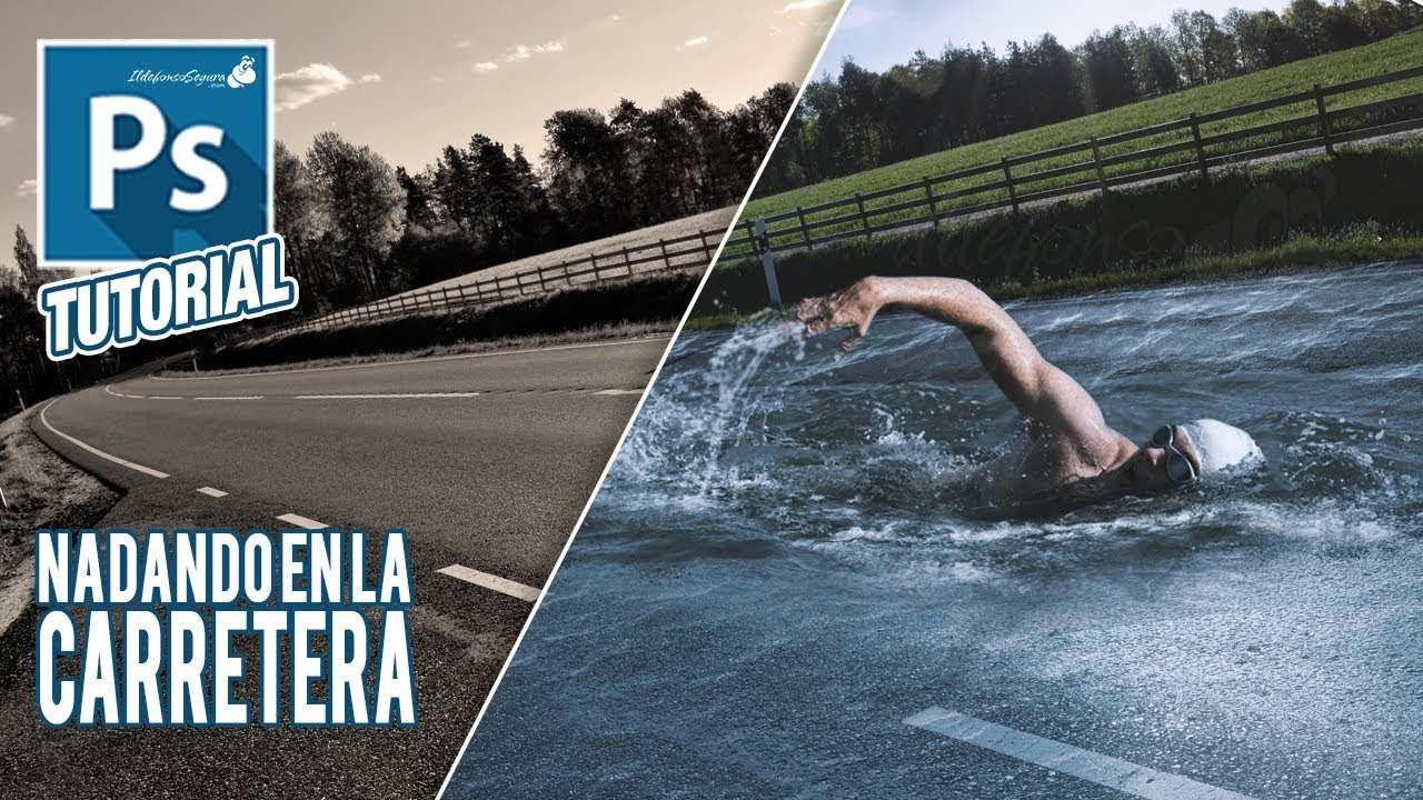 Fotomontaje nadando en una carretera Tutorial Photoshop by @ildefonsosegura