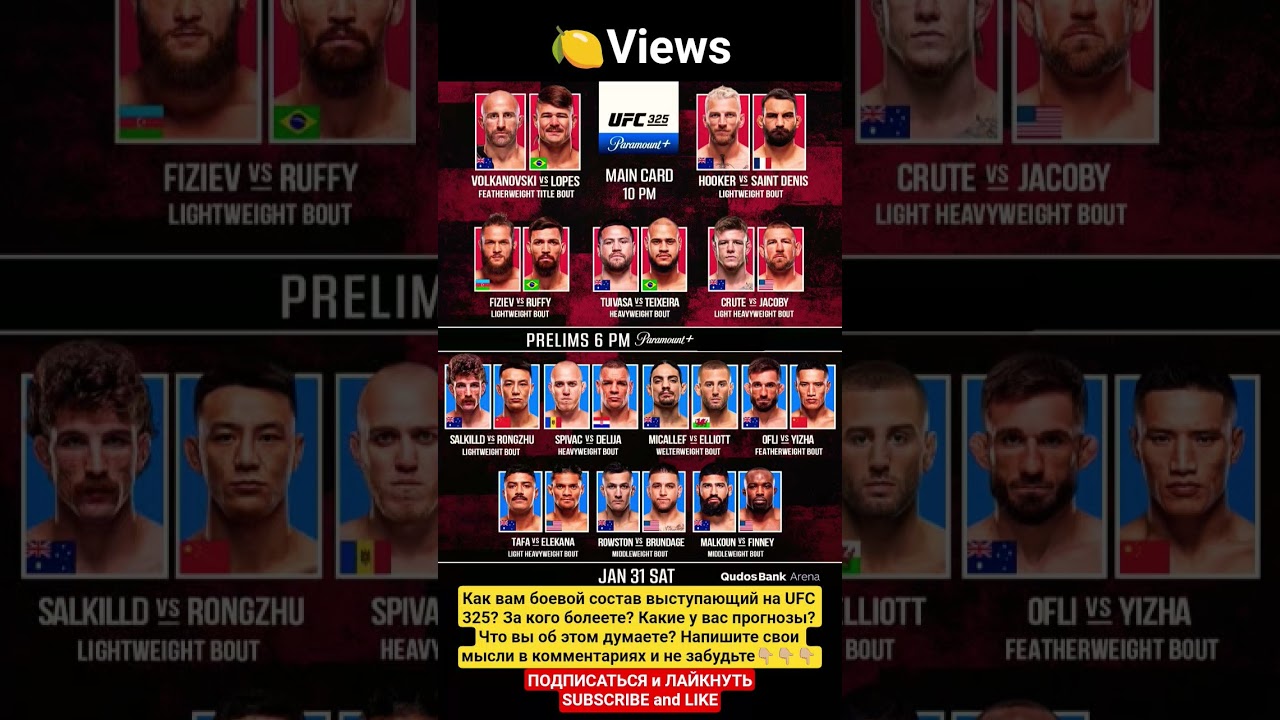 UFC 325 скоро...
