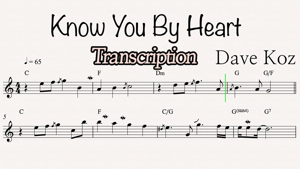 Know You By Heart - Dave Koz (Transcription)