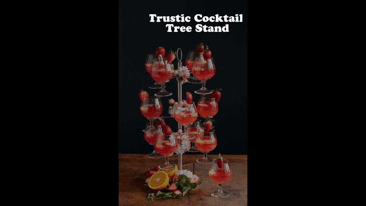 Trustic Cocktail Tree Stand, Metal Drink Tower For Champagne, Martini, Margarita Cups