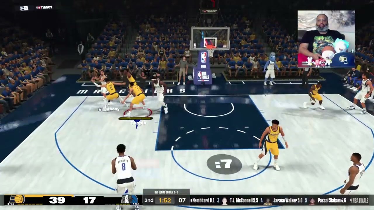This Pacer triple team backfires leaving a Dallas player open for a three. | #ski_wii_hennessy on #T