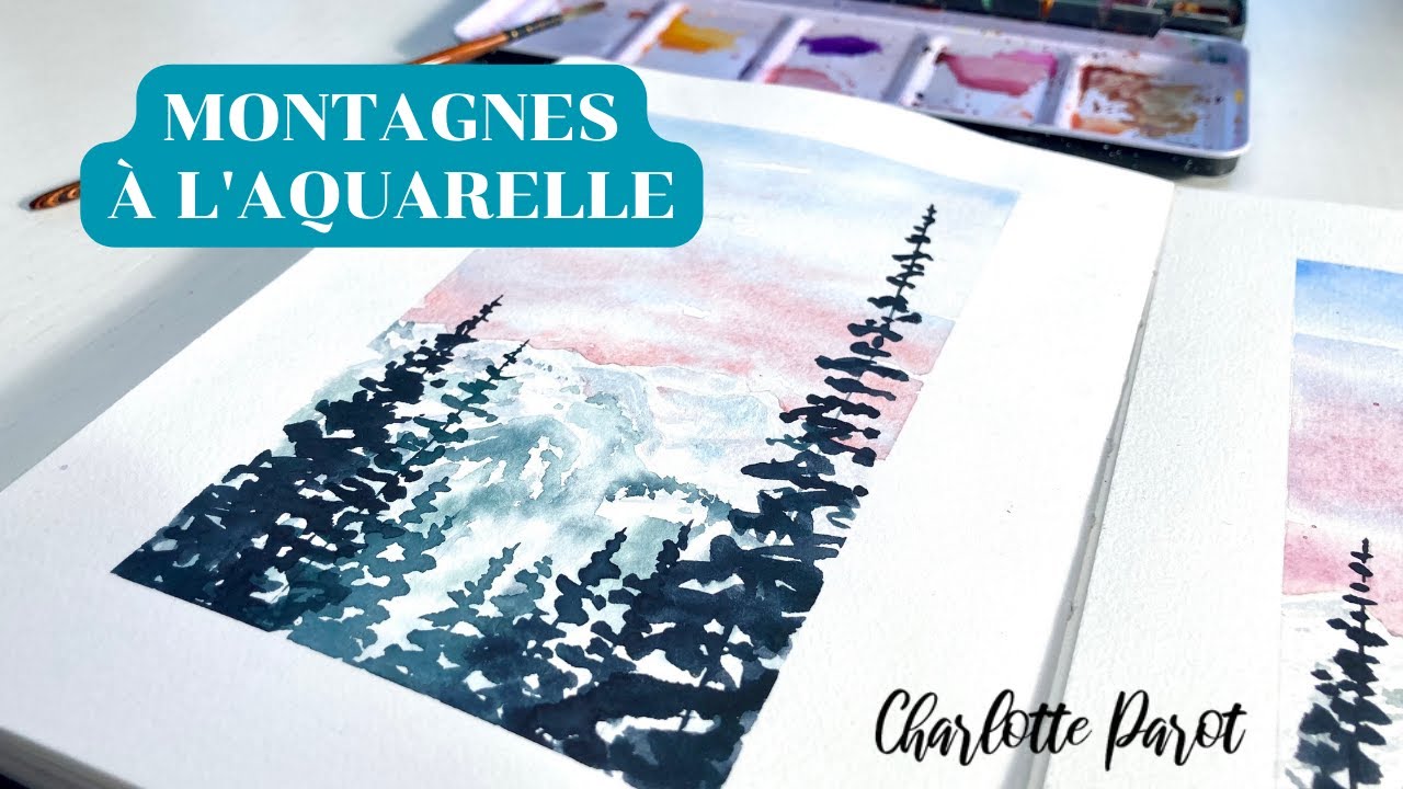 Paysage de montagne à l'aquarelle facile