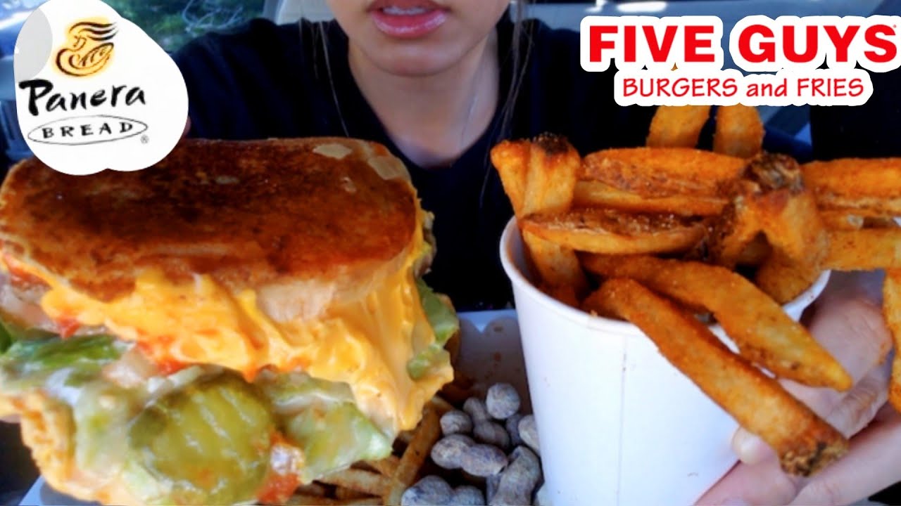 ASMR EATING FIVE GUYS CAR MUKBANG PATTY MELT CHEESE CHEESEBURGER CAJUN FRIES REAL SOUNDS TWILIGHT
