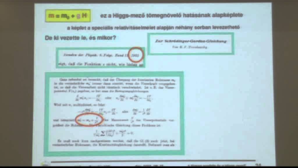A tömeg eredete és a Higgs-mező (Dávid Gyula, Az atomoktól a csillagokig, 2012.09.13.)