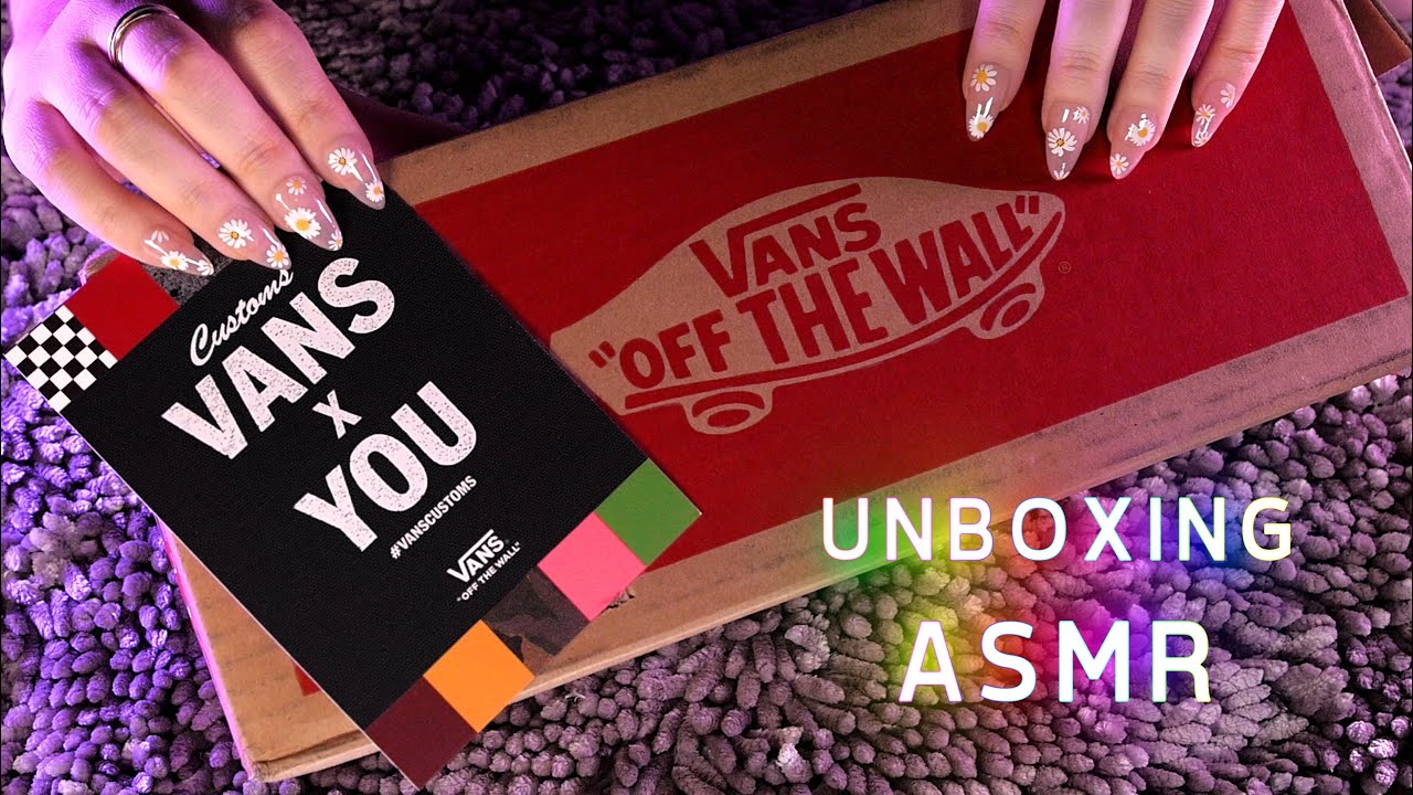🎧ASMR Unboxing Custom Vans /NO TALKING/ box, crinkles, card, fabric, sticky, textured, tap & scratch