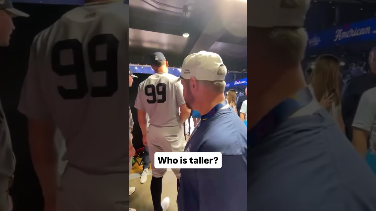 Finally figured out if Aaron Judge is taller than us #baseball #tall #mlb  #yankees