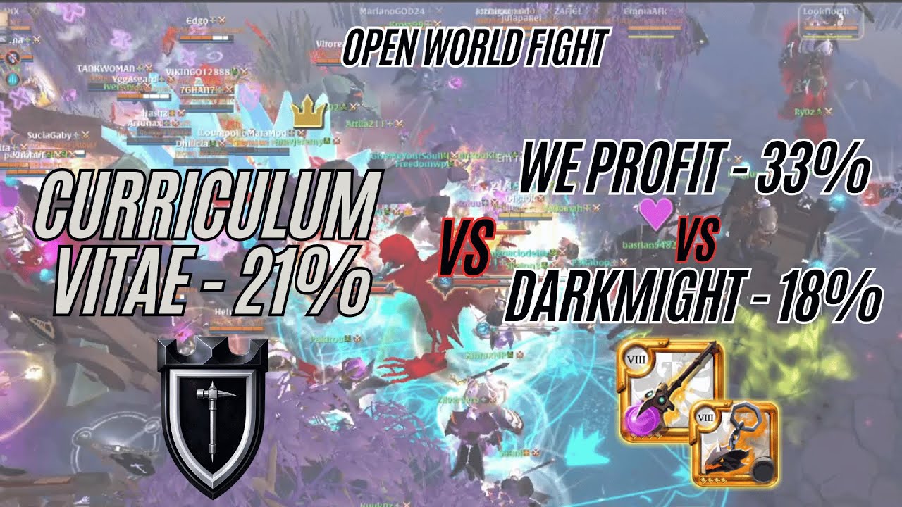 Curriculim Vitae 21% vs We Profit 33% vs Darkmight 18% - (WITCHWORK POV). Albion Online ZvZ