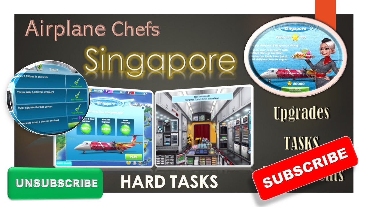 【Airplane Chefs】🛬Singapore : Compress Trash 5 times in one level (🚩HARD TASK) 🥡