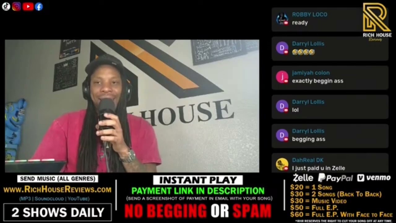YouTuber (Richhouse Reviews) Publicly Extorts And Barrades Audience and Artists During Live Stream