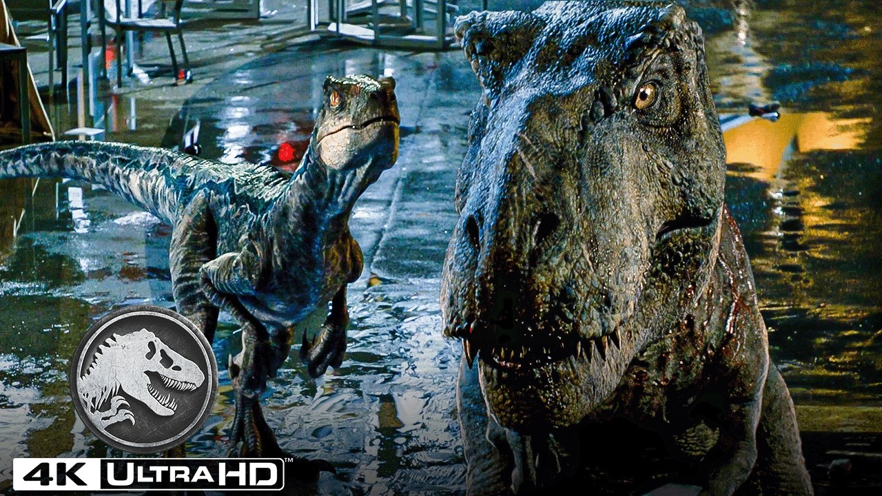 Jurassic World | Blue e os Velociraptores Lutam Contra o T.Rex