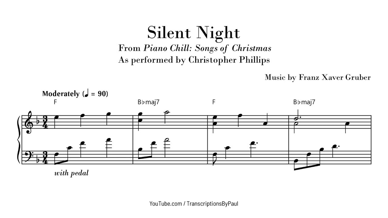 Silent Night - Christmas music - Sheet music for piano