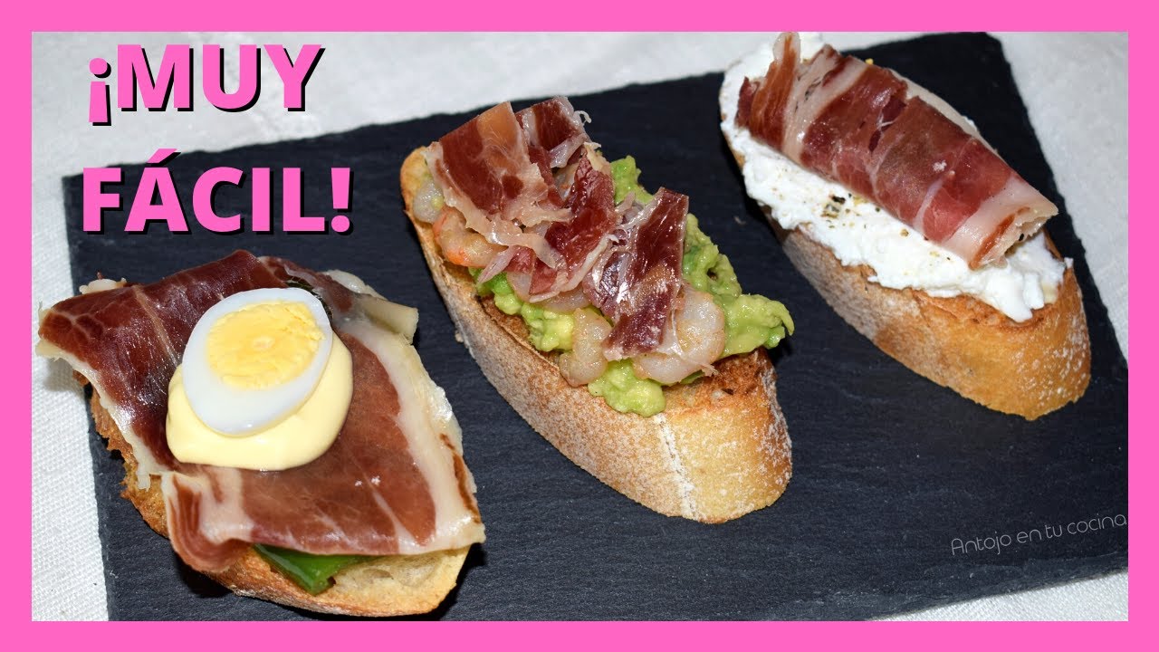 3 TAPAS Fáciles con JAMÓN SERRANO ⭐ Montaditos Fríos y Calientes
