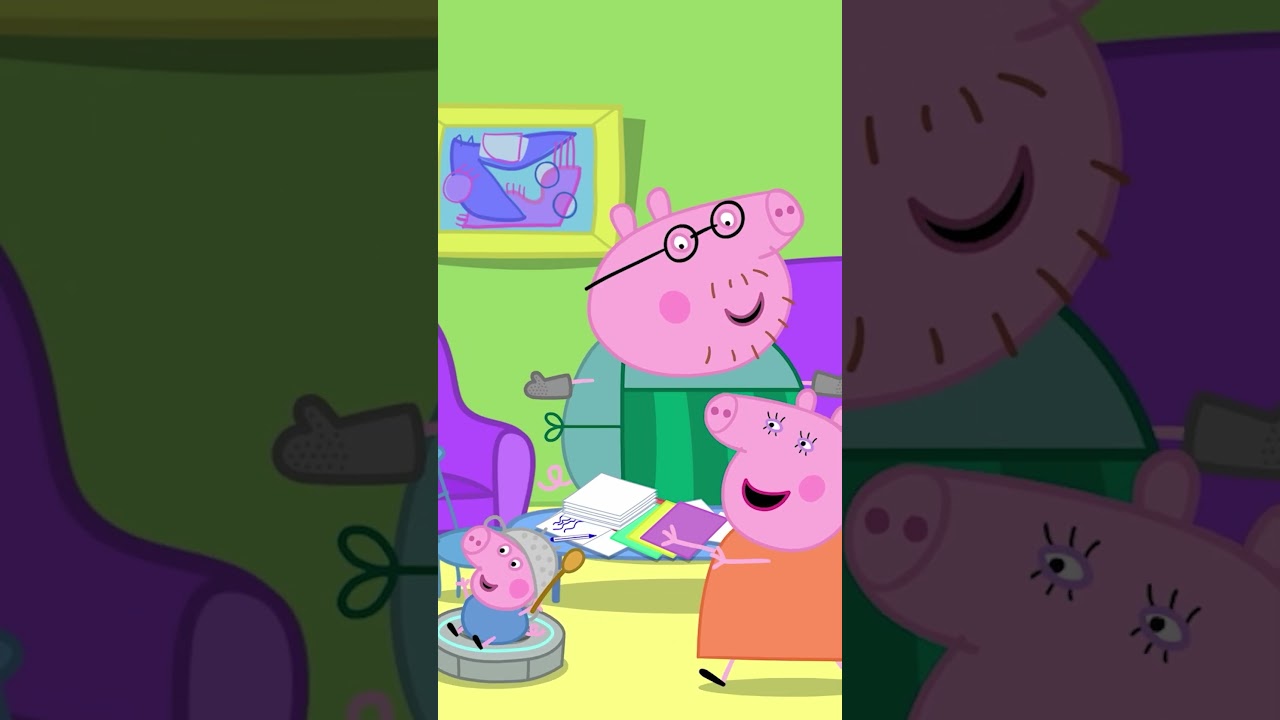 George f&auml;hrt auf dem Roboterstaubsauger! 🧹 #shorts #peppapig