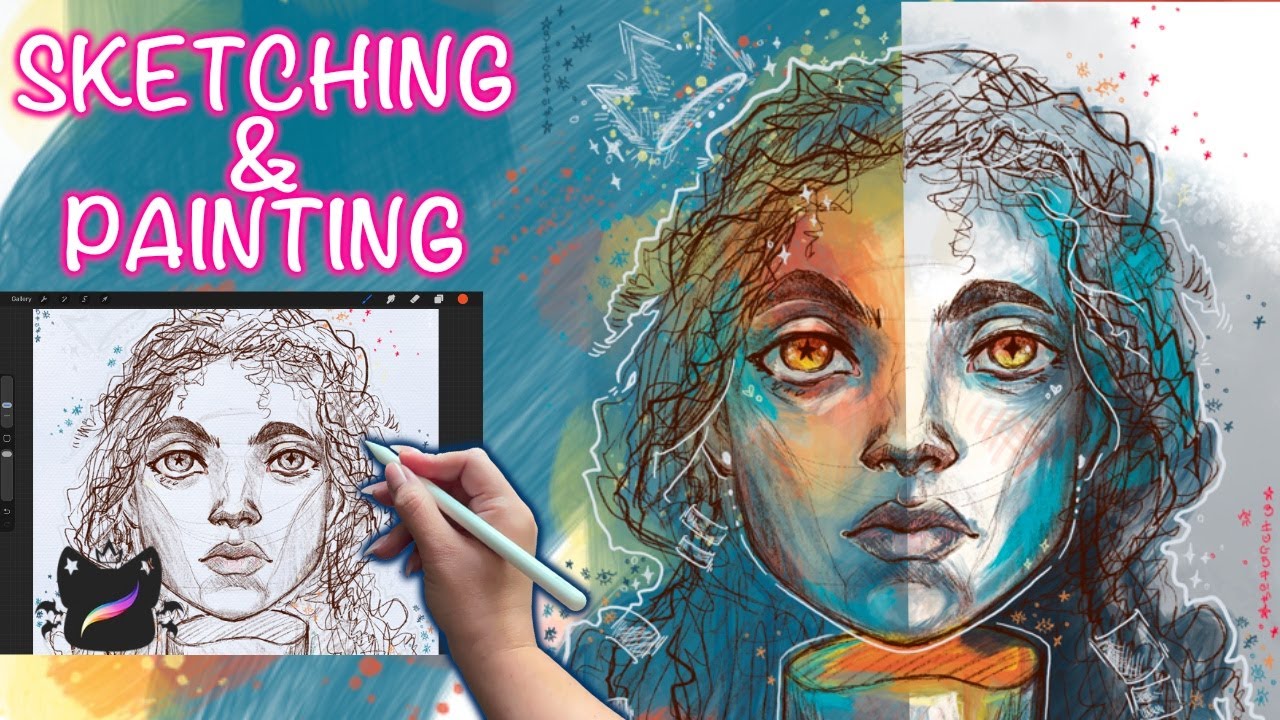 Digital sketching and painting with me in the procreate app✨
