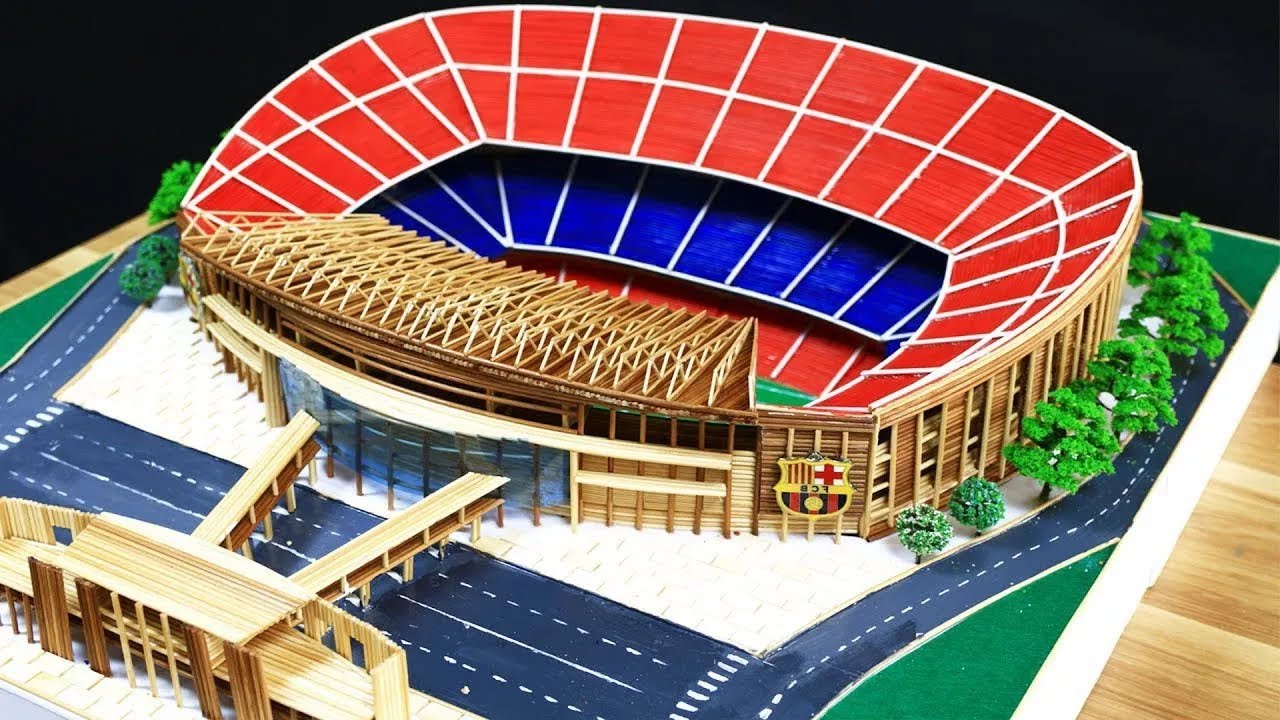 How to make the Camp Nou stadium of Barca with wooden stick