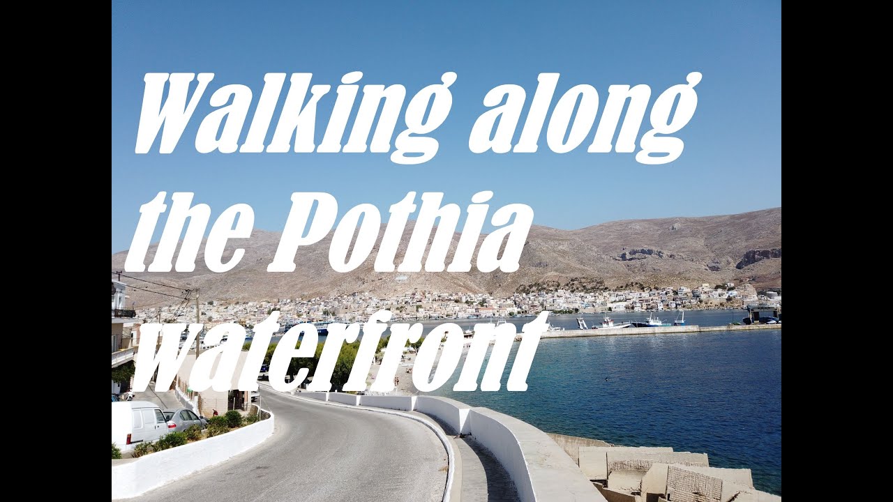 Walking along the Pothia waterfront on the island of Kalymnos in Greece (4k)