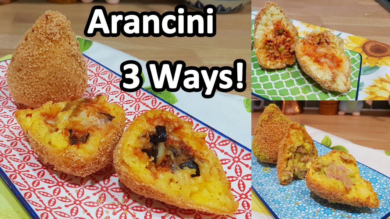 Arancini! Fried Rice balls, 3 Ways: Meat, Eggplant, Pistachio