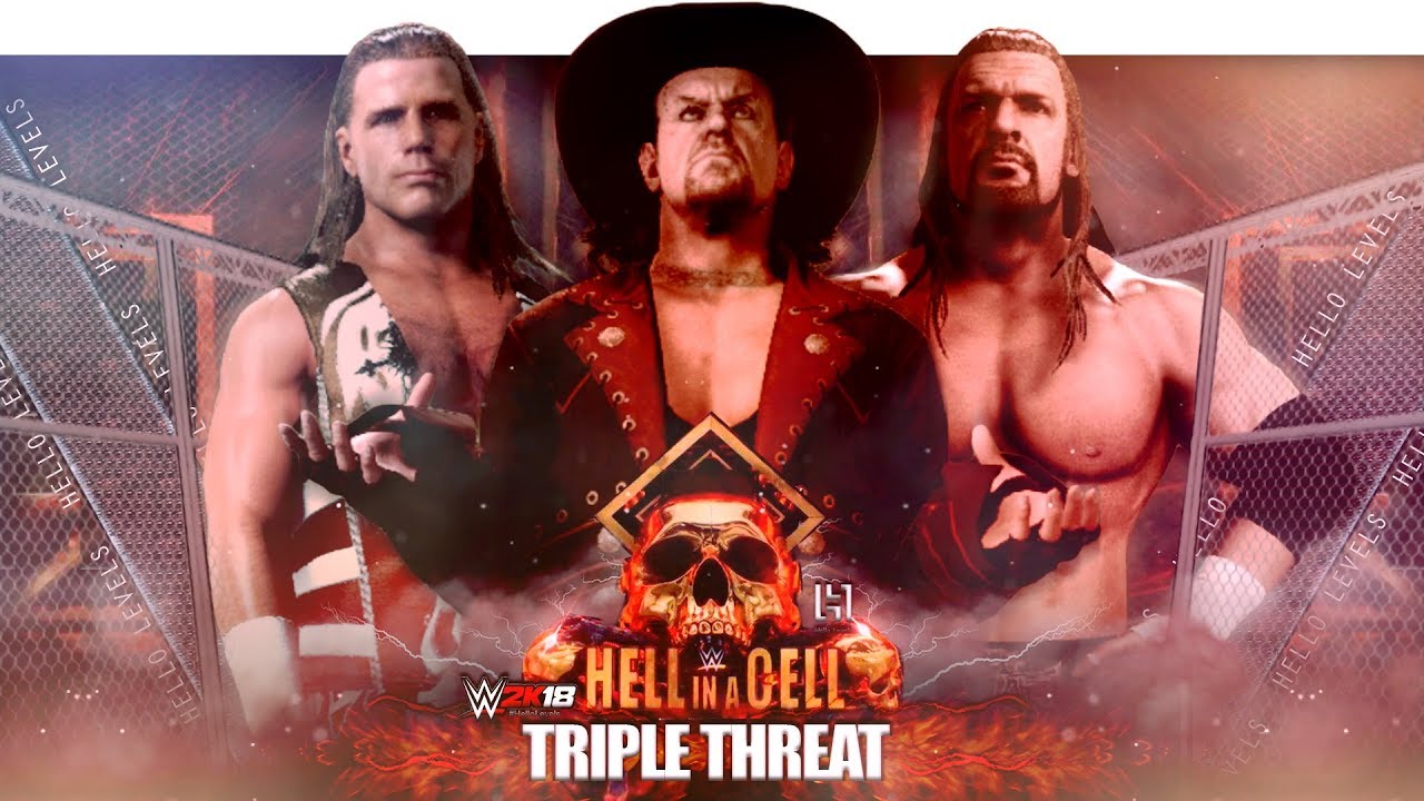 WWE 2K18 - Undertaker vs Triple H vs Shawn Michaels - Hell In A Cell Full PS4 Gameplay Match