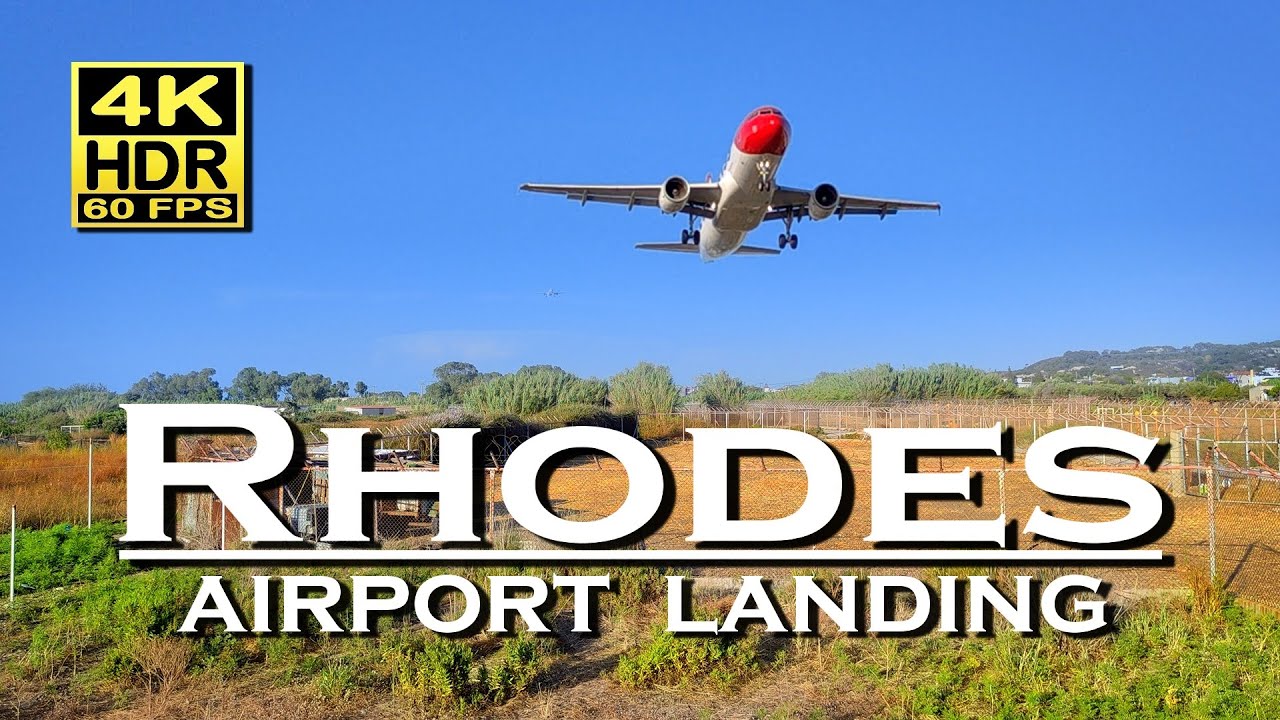 Rhodes airport landing - Greece in 4K 60fps HDR (UHD) Dolby Atmos 💖 The best places 👀 Walking tour