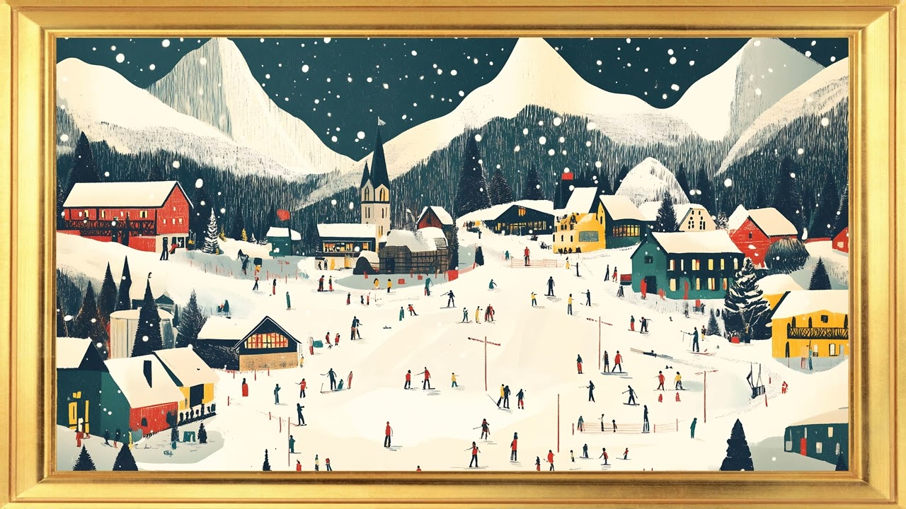 Vintage Ski Resort Art | Retro Winter Sports Design | Frame TV & Screensaver Display in 4K UHD #004