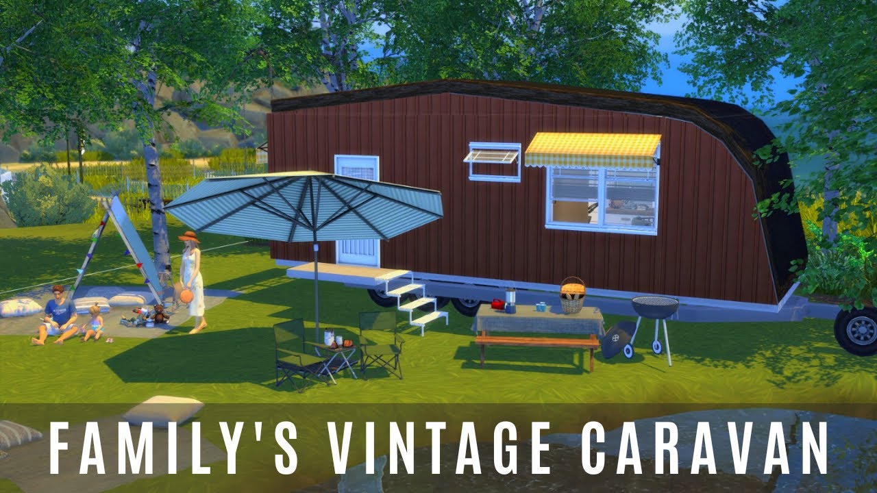 FAMILY'S VINTAGE CARAVAN | THE SIMS 4 | SPEED BUILD | CC