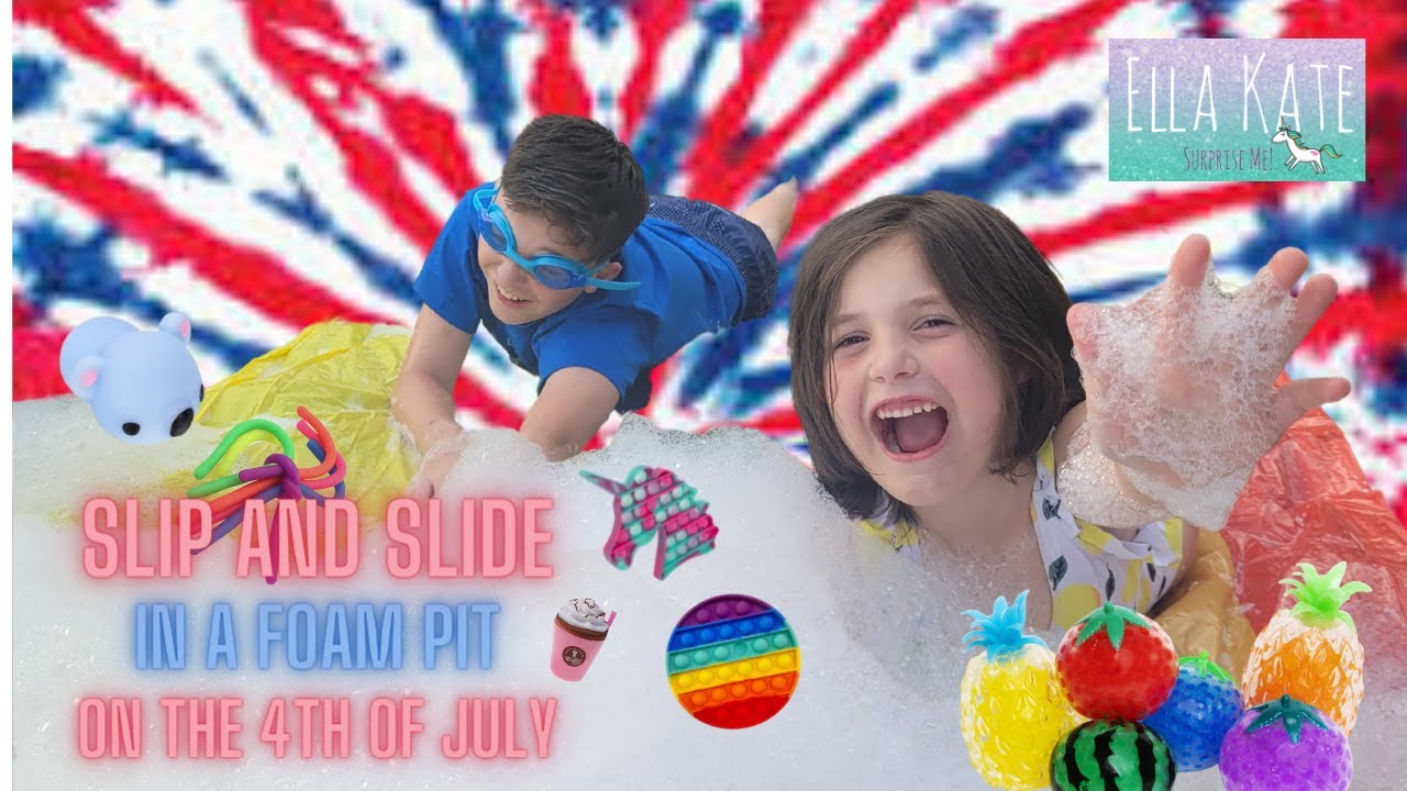 Slip and Slide for Fidgets on 4th of July / Slip and Slide / Fidget Challenge / Foam Pit