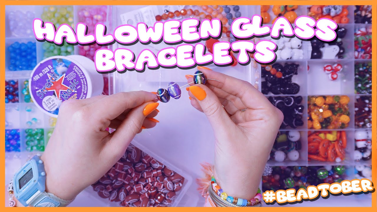 DIY HALLOWEEN GLASS BEAD BRACELETS 🍂👻🎃🧛🏻‍♂️  Make Bracelets With Me ASMR 🎧🧡