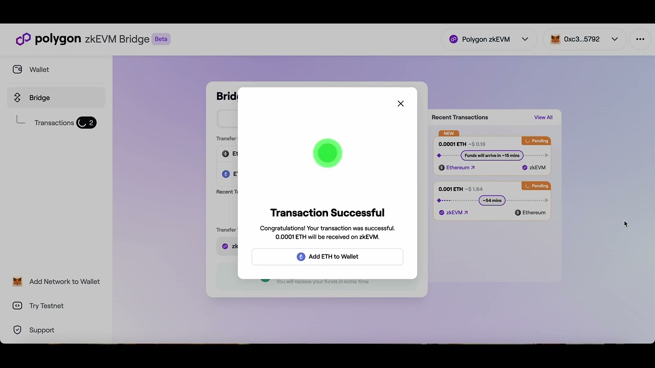 Polygon zKEVM BRIDGE(Ethereum to zkEVM)