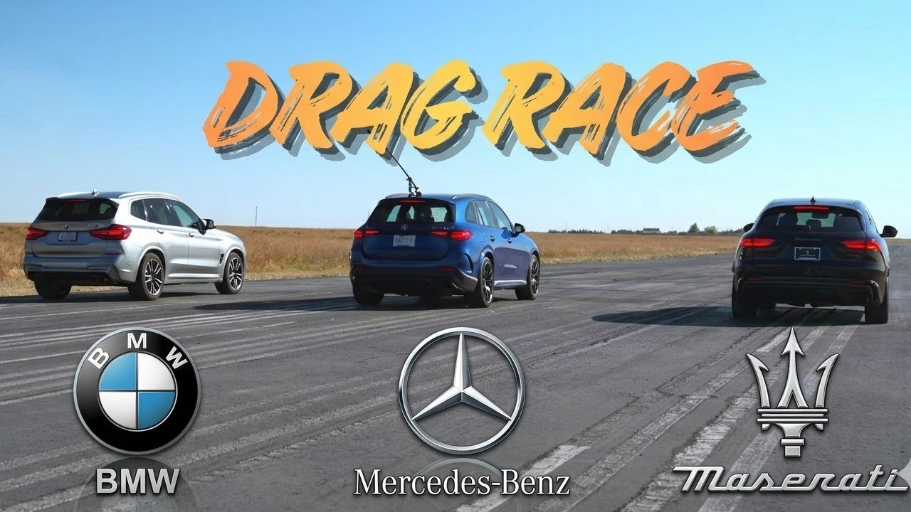 Mercedes-AMG GLC 63 vs Maserati Grecale Trofeo vs BMW X3 M Drag Race – Ferrari FF Shocks Everyone!