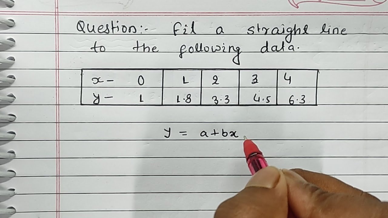 curve fitting straight line|| fit a straight line to the following data|| How to solve straight line