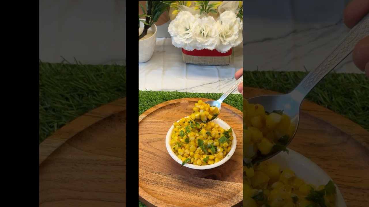 Healthy & Instant Butter Masala Corn 🌽 chaat 😋 #shorts #cooking
