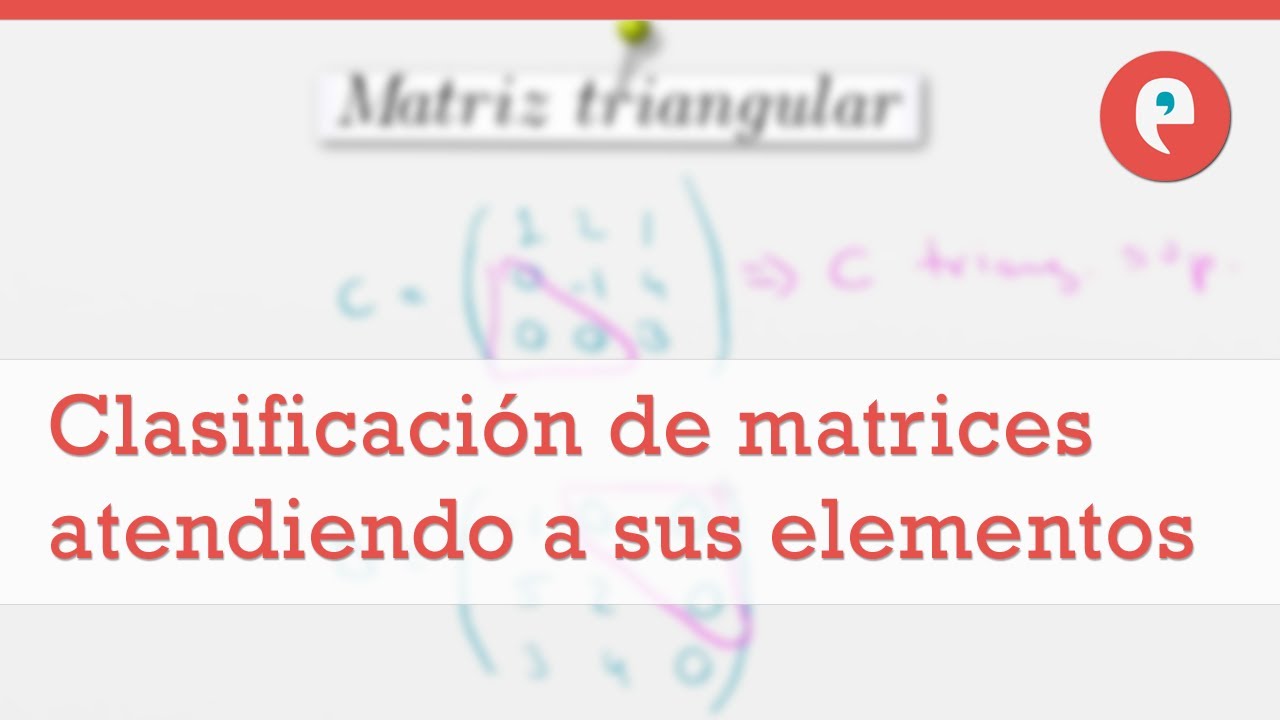 Clasificaci&oacute;n de matrices atendiendo a sus elementos