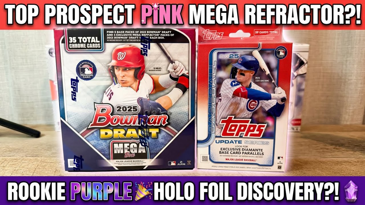 Pink Mega Refractor /199 and Purple Holo Foil /250! 2025 Bowman Draft Mega, 2025 Topps Update Hanger